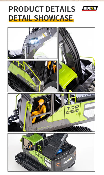 HUINA 1661 1:18 DIE-CAST METAL RC EXCAVATOR – 11CH RADIO CONTROL CONSTRUCTION VEHICLE WITH LIGHTS