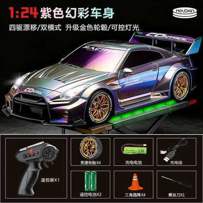 1:24 RC Drift Car 4WD High Speed Racing Car with LED Lights & Rechargeable Battery – Remote Control Car for Kids & Adults