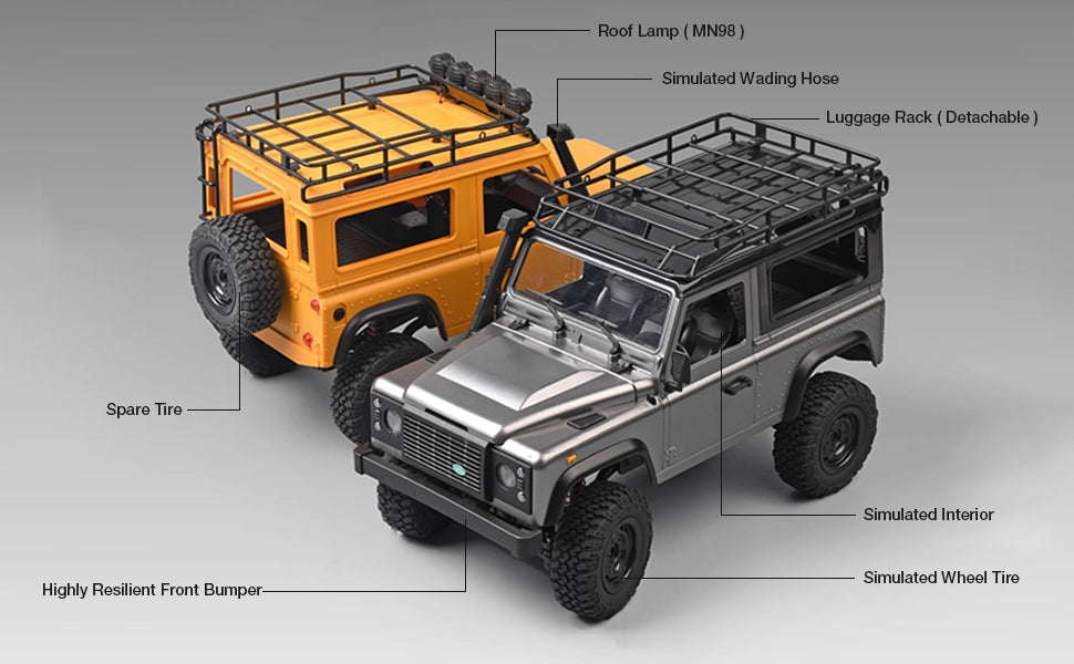 MN MODEL LAND ROVER DEFENDER MN98 1/12 2.4G 4WD RC CRAWLER (YELLOW)