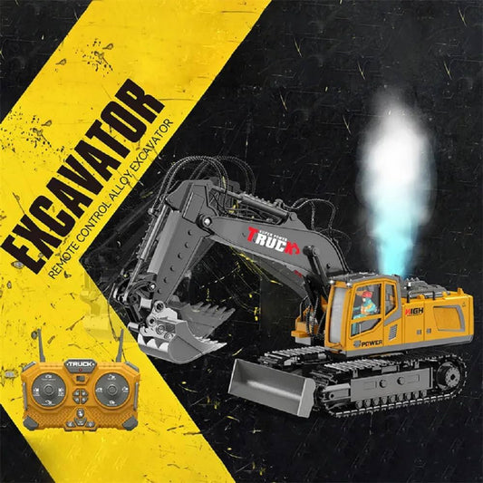 RC Alloy Excavator 17 Channels Spray Digging Function 2.4 G Diecast Truck Model RC Excavator Toy