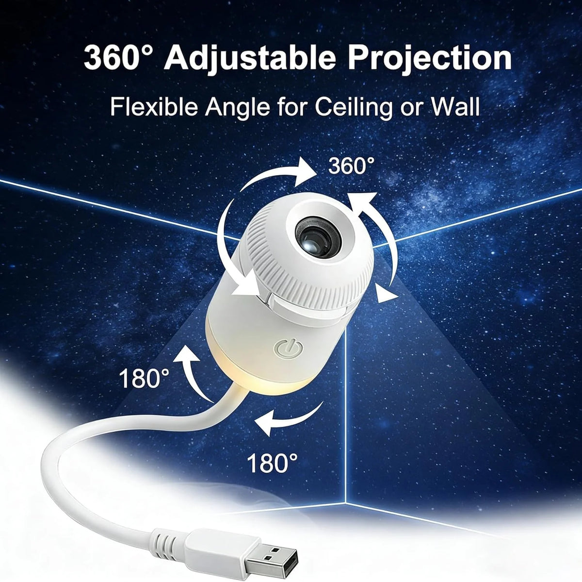 USB Mini LED Ceiling & Wall Starry Moon Light for Bedroom, Kids Room & Home Decor (6 Slide)
