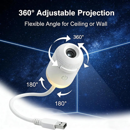 USB Mini LED Ceiling & Wall Starry Moon Light for Bedroom, Kids Room & Home Decor (6 Slide)