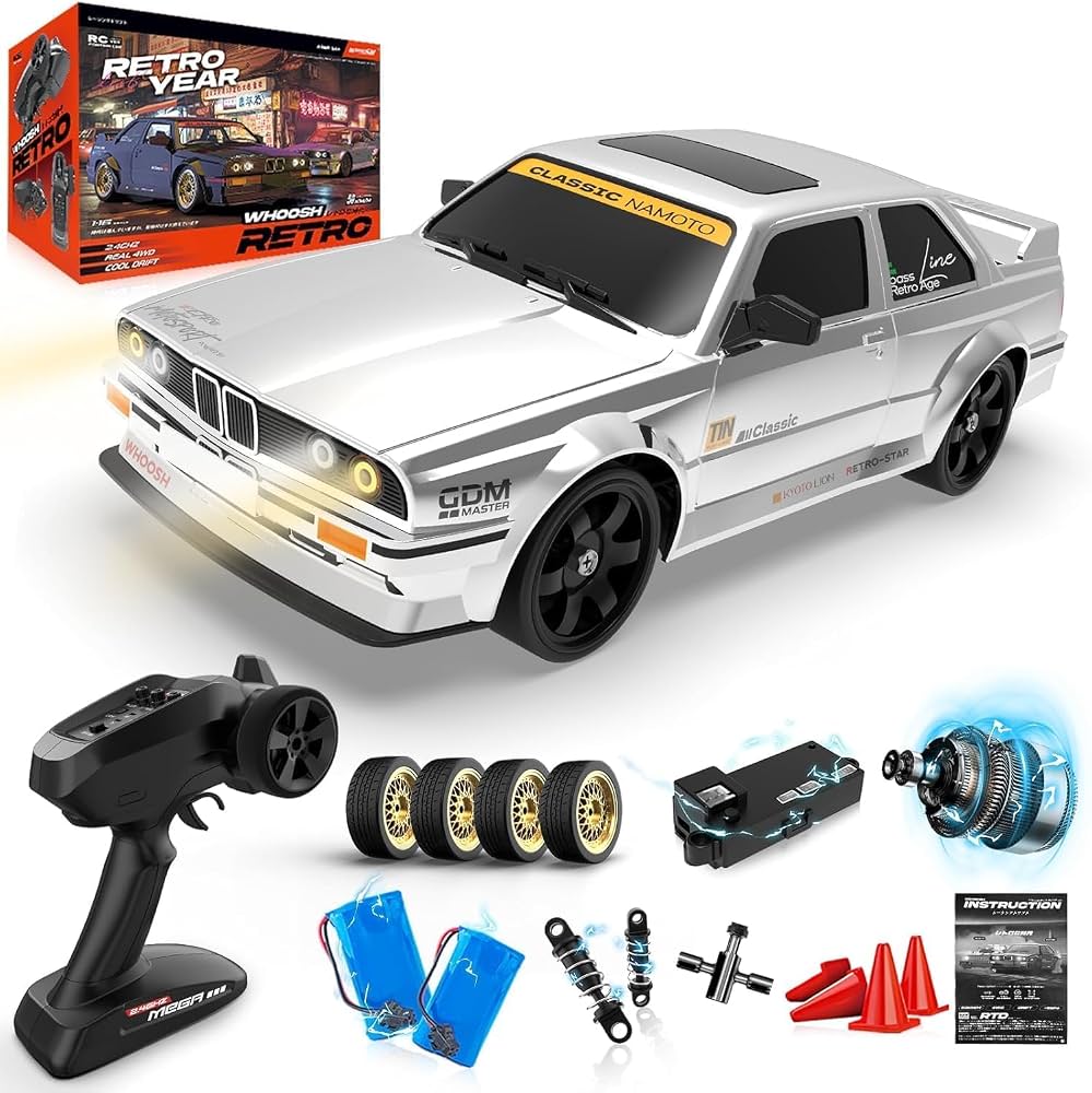 BMW 1:16 Scale RC Drift Car 4WD 2.4GHz RC Cars with Gyro 50km/H High Speed Drifting Car with LED Lights, Drift Tires ESP Full Proportion RC