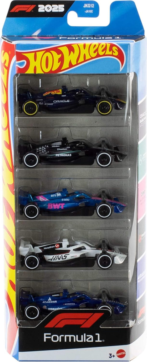 Hot Wheels 2025 Diecast Cars - Pack of 5- FORMULA 1 (IMPORTED)