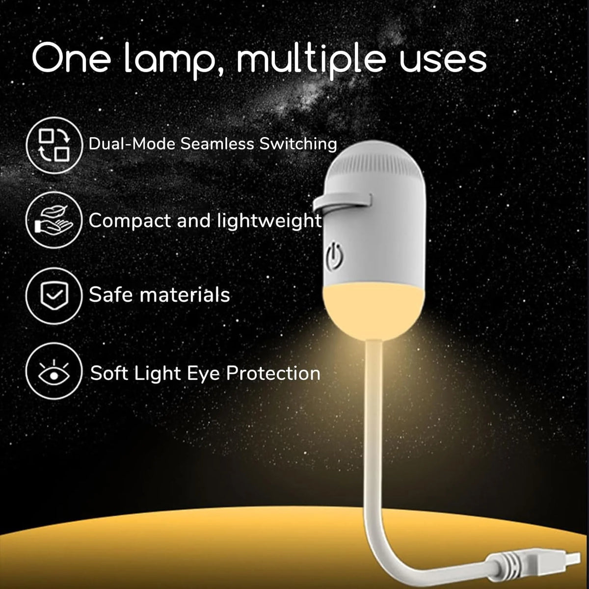 USB Mini LED Ceiling & Wall Starry Moon Light for Bedroom, Kids Room & Home Decor (6 Slide)