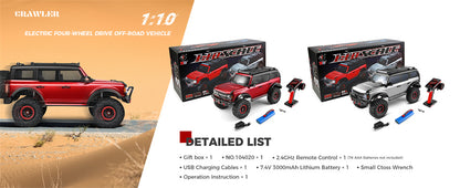Wltoys 104020 RTR 1/10 2.4G 4WD RC Car Rock Crawler Off-Road Climbing Truck Full Proportional LED Light Vehicles Models Toys - Red Standard Version