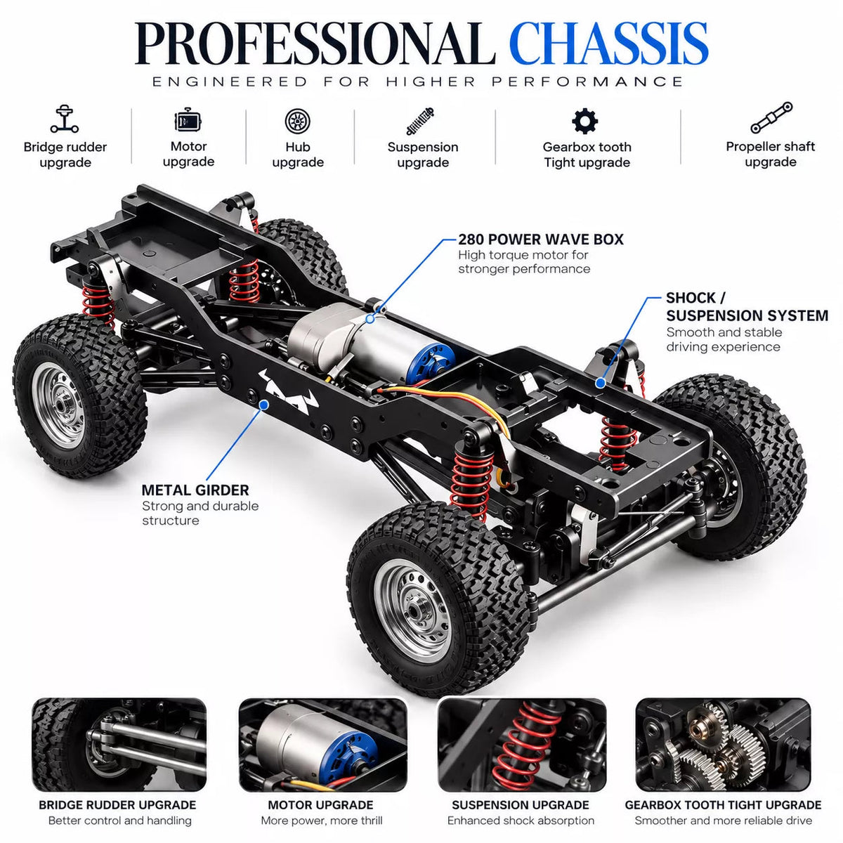 MN MODEL RC ROCK CRAWLER MN-78 1/12 2.4G 4WD WITH LED LIGHT(BLUE)