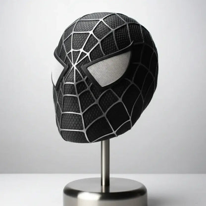 3D The Amazing Spider-Man Rubber Texture BLACK Cosplay Mask with Remote-Controlled Blinking LED Eyes