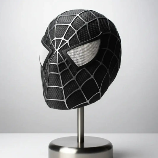 3D The Amazing Spider-Man Rubber Texture BLACK Cosplay Mask with Remote-Controlled Blinking LED Eyes