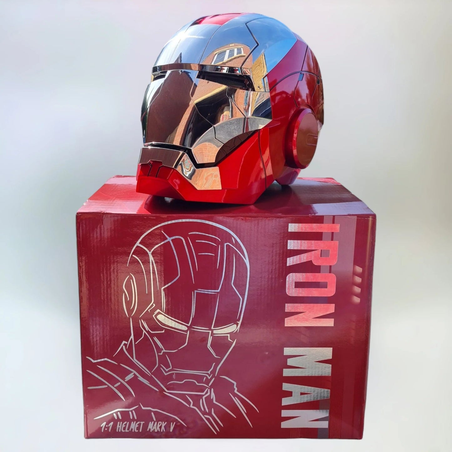Iron MK5 Helmet Voice Control Cosplay Wearable Open/Close LED Eyes 1:1 Mask
