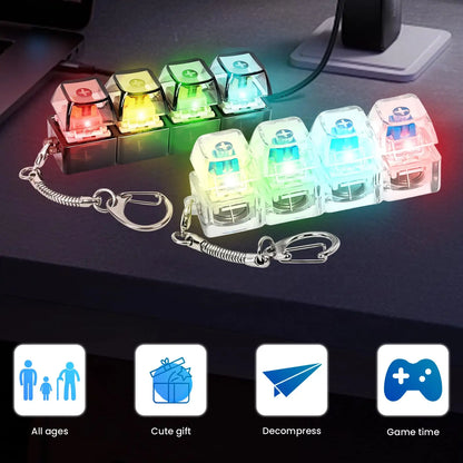 Mechanical Keyboard Switch Fidget Toy with Keychain | Clicker Keycap Fidget Pad with 4 Clear Switches