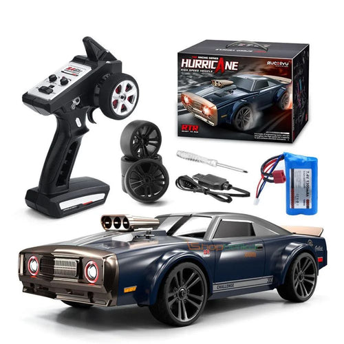 SUCHIYU SCY-16303 1/16 scale remote control drift car, designed as a classic muscle car with metallic blue styling