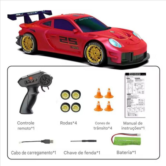 1:24 RC Drift Car 4WD High Speed Racing Car with LED Lights & Rechargeable Battery – Remote Control Car for Kids & Adults