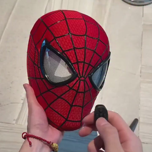 3D Rubber Texture Amazing Spider-Man cosplay mask featuring remote-controlled blinking eyes and light-up effects