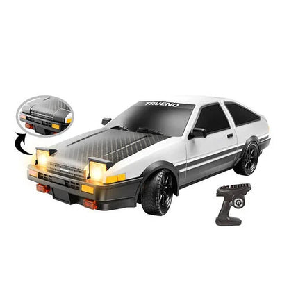 MAZDA & Ae86 POP UP RC Drift Car 1:24 Scale 4WD High-Speed Remote Control Car with LED Lights 2.4GHz Rechargeable Drift Racing Car with Extra Tires & Cones Toy for kids