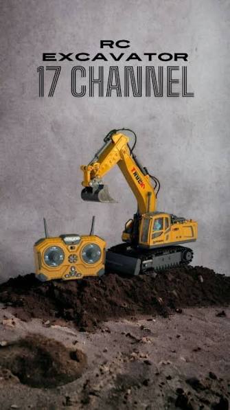 RC Alloy Excavator 17 Channels Spray Digging Function 2.4 G Diecast Truck Model RC Excavator Toy