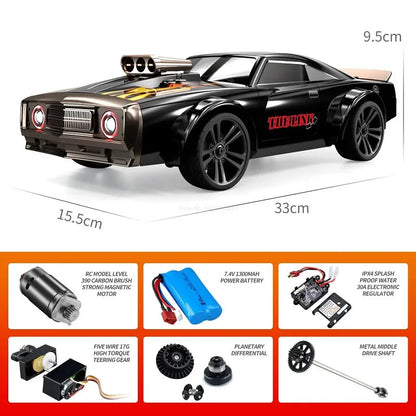 SUCHIYU SCY-16303 1/16 scale remote control drift car, designed as a classic muscle car with metallic blue styling