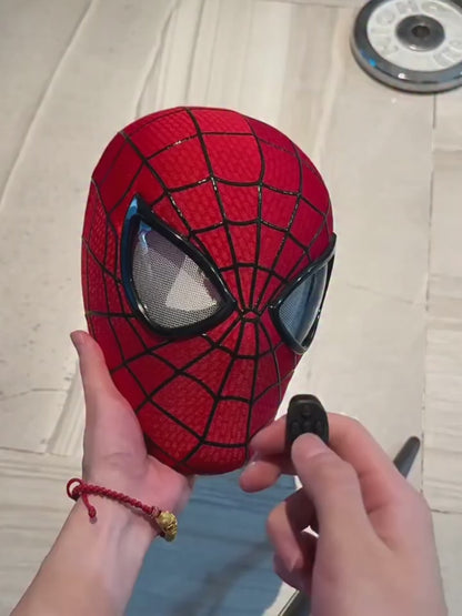 The Amazing Spider-Man cosplay mask featuring remote-controlled blinking eyes and light-up effects
