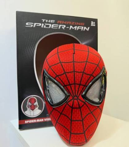 The Amazing Spider-Man cosplay mask featuring remote-controlled blinking eyes and light-up effects