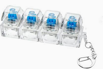 Mechanical Keyboard Switch Fidget Toy with Keychain | Clicker Keycap Fidget Pad with 4 Clear Switches