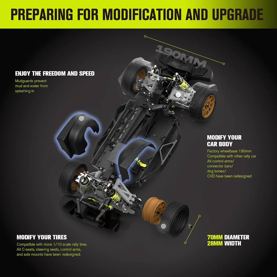 Rlaarlo 1/10 Scale RTR 4WD Carbon Fiber Brushless RC Rally Car