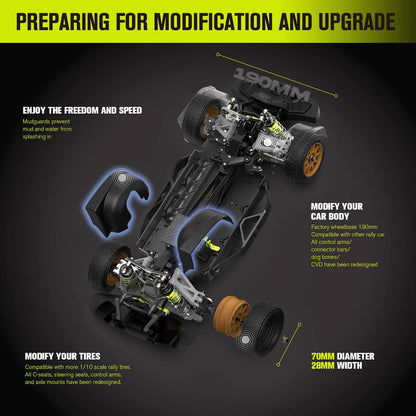 Rlaarlo 1/10 Scale RTR 4WD Carbon Fiber Brushless RC Rally Car
