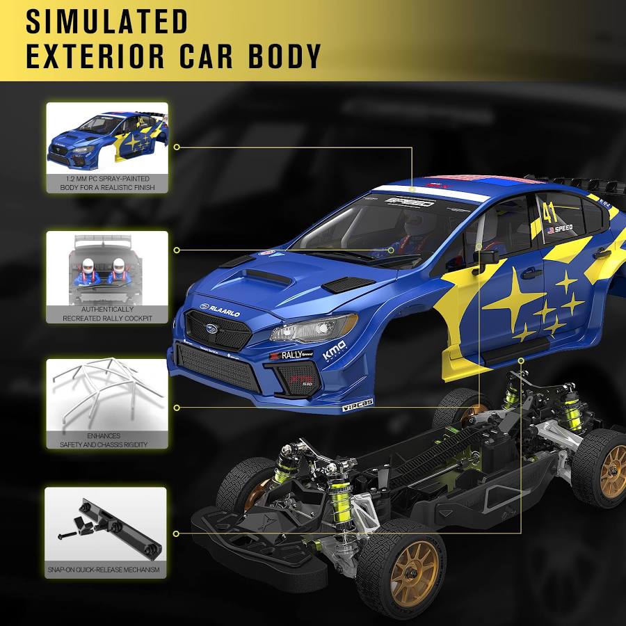 Rlaarlo 1/10 Scale RTR 4WD Carbon Fiber Brushless RC Rally Car