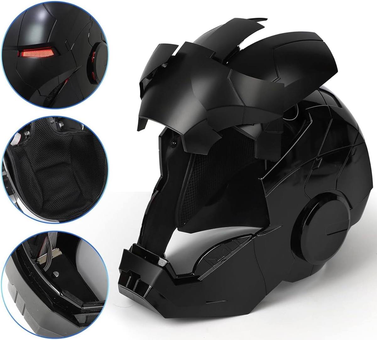 Iron MK5 Helmet Voice Control Cosplay Wearable Open/Close LED Eyes 1:1 Mask