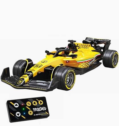 1:64 Die cast Metal F1 Mini RC Racing car with LED Lights | 2.4GHz Remote Control Car | 3 Speed Adjustable, USB Rechargeable Alloy RC Car for Kids & Adults Indoor/Outdoor Racing